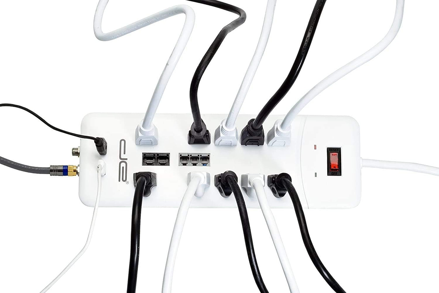 10-Outlet Straight Plug 4050 Joules Heavy Duty Surge Protector (8 FT, WHT)