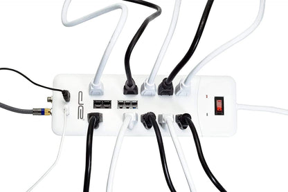 10-Outlet Straight Plug 4050 Joules Heavy Duty Surge Protector (8 FT, WHT)